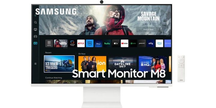 The Samsung M80C 32-inch Smart Tizen 4K Monitor on a white background.