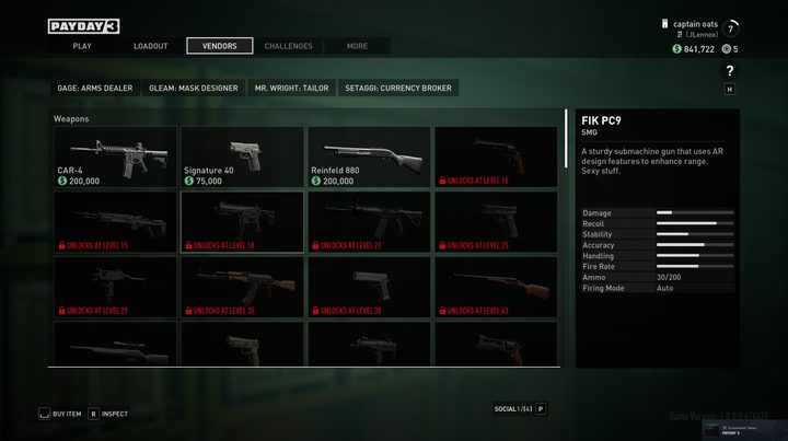 All the weapons list in Payday 3.