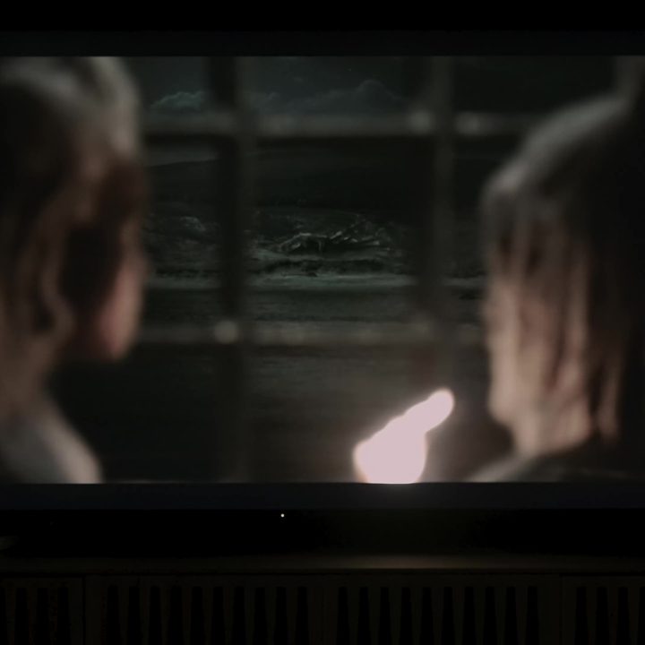 A dark scene from House of the Dragon shown on a Sony X95L mini-LED TV.