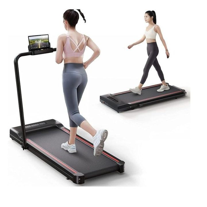 Two women enjoying the Sperax Treadmill + Walking Pad's two modes.