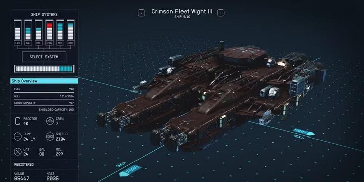 The crimson fleet ship in Starfield.
