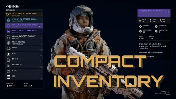 A Starfield inventory with more items on screen.