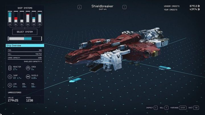 The shieldbreaker ship in Starfield.