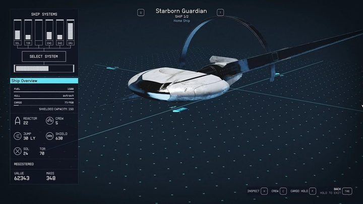 The starborn guardian ship in Starfield.