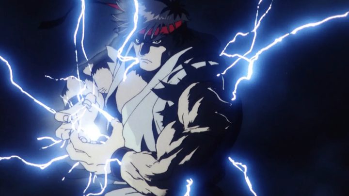 Ryu charging a Hadouken in Street Fighter II: The Animated Movie.