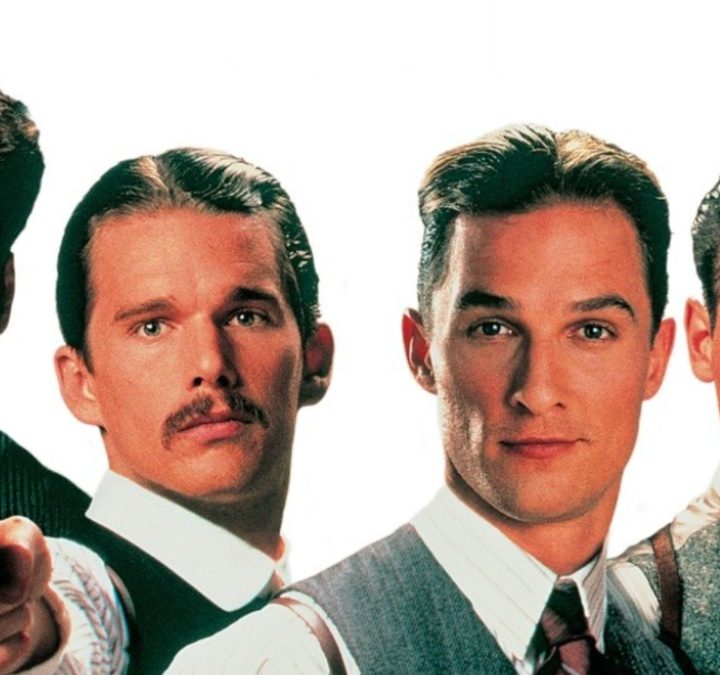 One man holds a gun next to three other men on the poster for The Newton Boys.