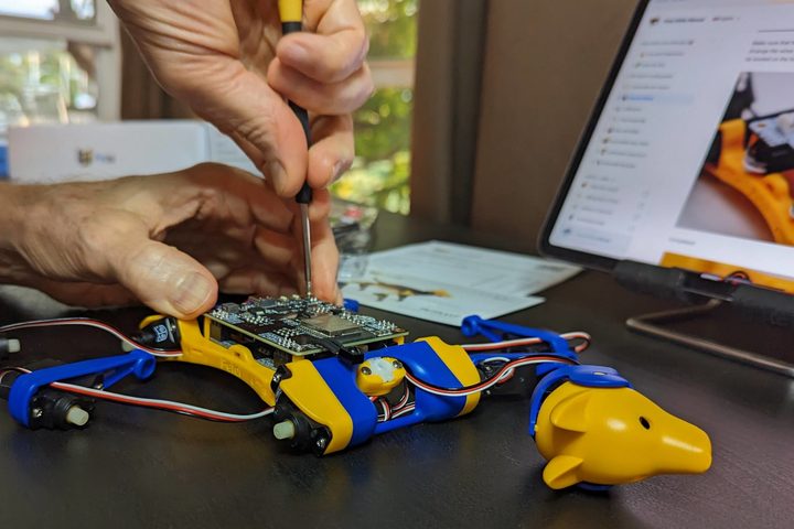 The wiring was the hardest part of building Bittle X.
