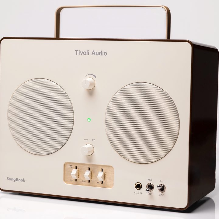 Tivoli Audio SongBook in cream/brown.