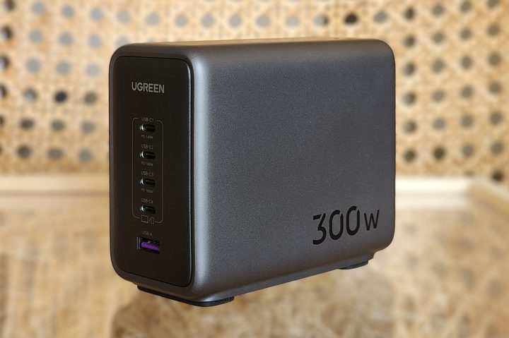 Ugreen 300W GaN fast charger with four USB-C and one USB-A port.