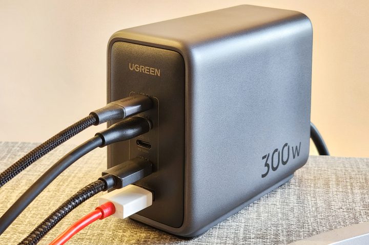 Ugreen 300W GaN fast charger with four USB-C and one USB-A port.
