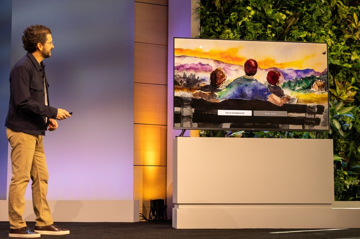 Amazon's Daniel Rausch showing an AI-edited image of his family in Amazon Fire TV.