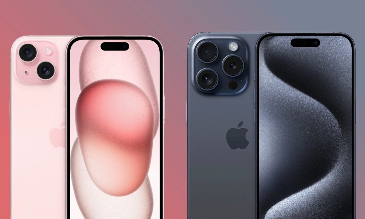 Renders of the iPhone 15 and iPhone 15 Pro next to each other.