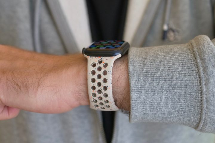 A person wearing the Apple Watch Series 9.