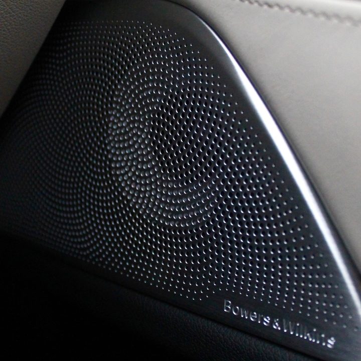 A Bowers & Wilkins Car Speaker in a car door.