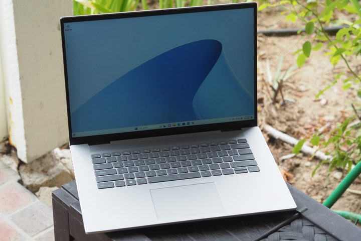 Dell Inspiron 16 Plus front angled view showing display and keyboard.