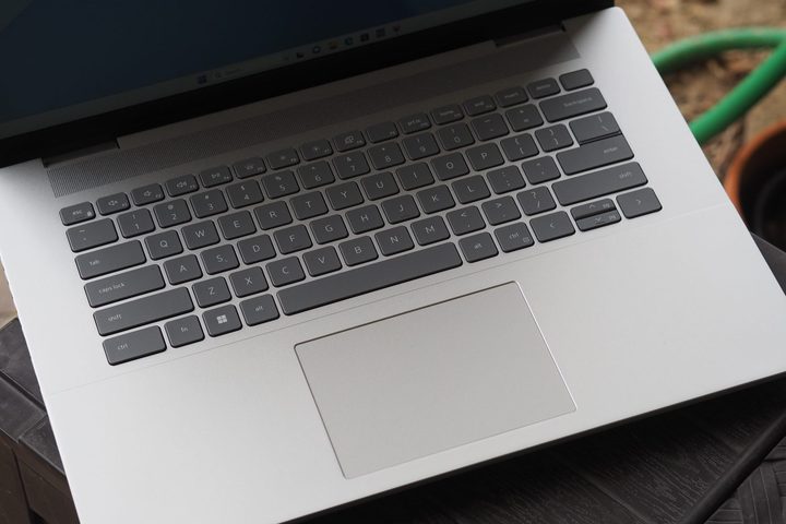 Dell Inspiron 16 Plus top down view showing keyboard and touchpad.
