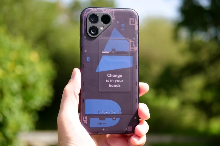 The back of the Fairphone 5.