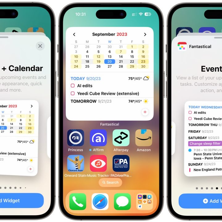 Fantastic Calendar interactive widgets.