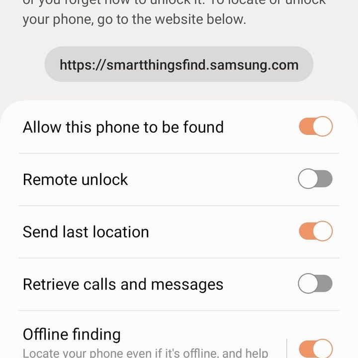 Making sure Find My Mobile is turned on.