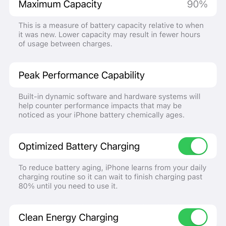 iPhone 14 Pro battery health after one year of use.