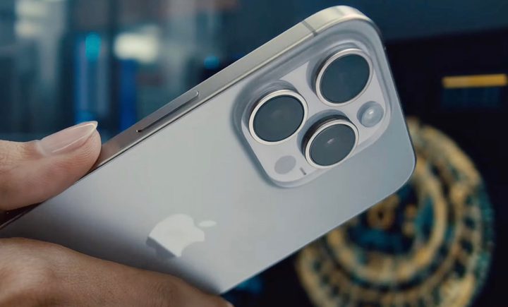 View of the iPhone 15 Pro's camera module.