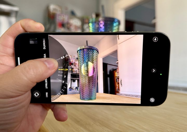Using the focal length lenses on an iPhone 15 Pro.