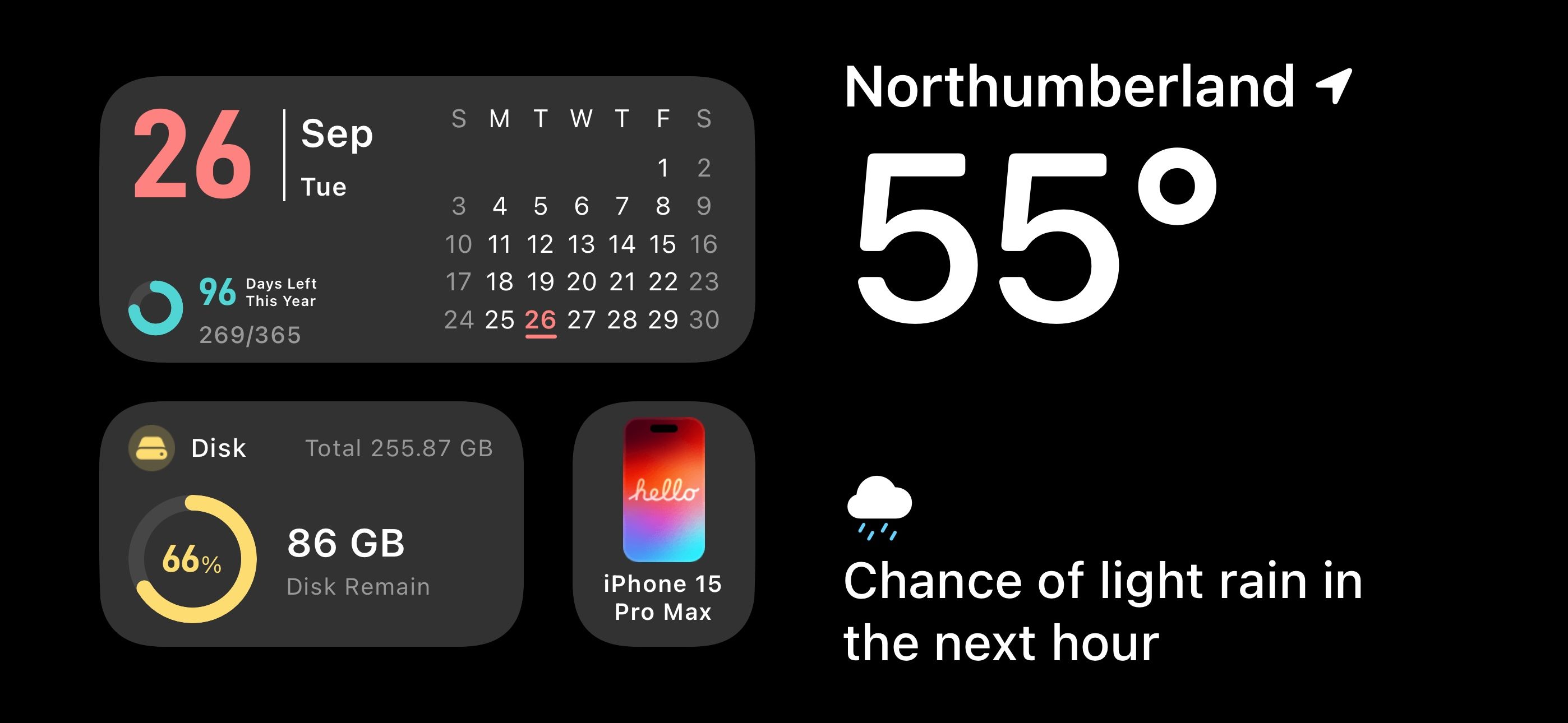 iScreen StandBy widget via iOS 17 on iPhone 15 Pro Max.