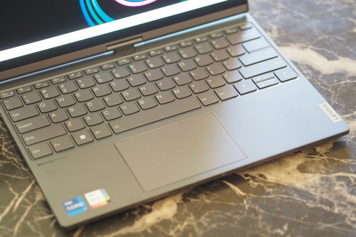 Lenovo ThinkBook Plus Gen 4 top down view showing keyboard and touchpad.