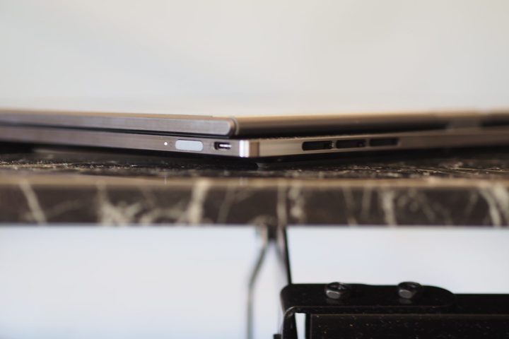 Lenovo ThinkBook Plus Gen 4 side view showing rear vents.