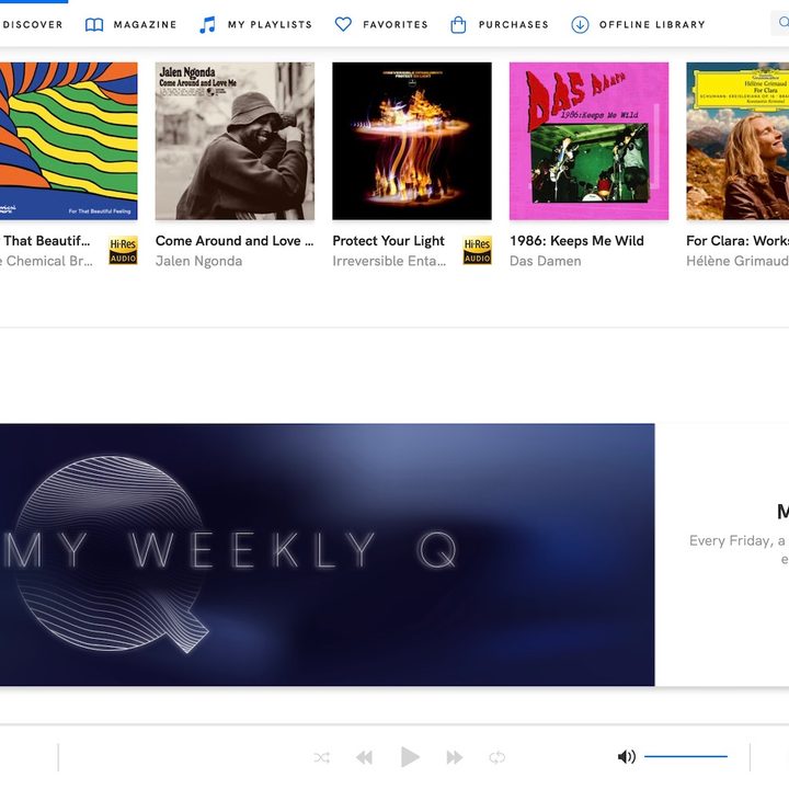 The Discover tab in the Qobuz desktop app.