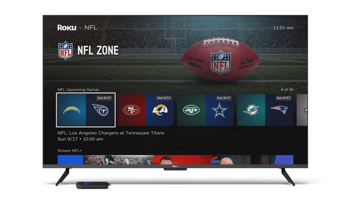A handout image showing NFL Zone on a Roku TV.