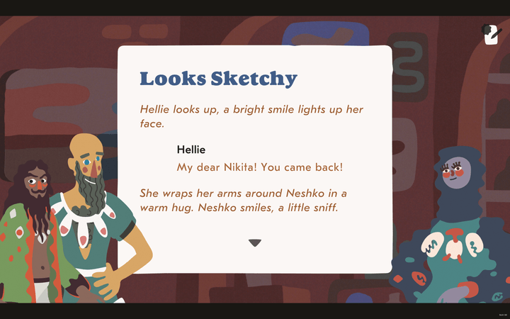 Characters have a conversation in Saltsea Chronicles.