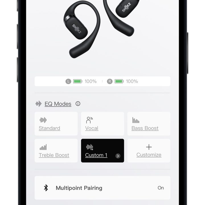 Shokz app for iOS homepage.