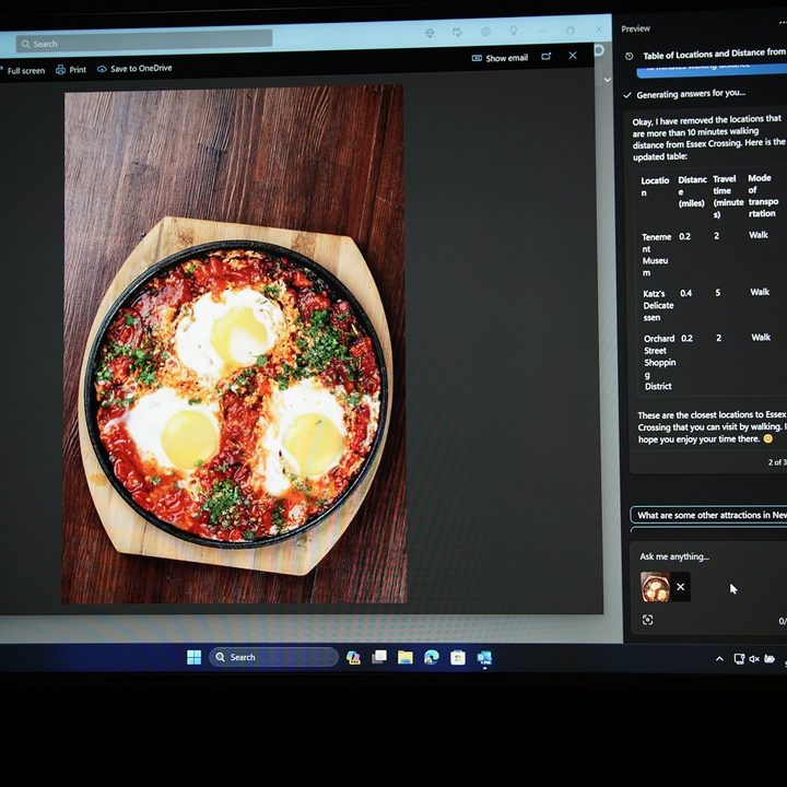 Windows Copilot taking an image as a prompt.