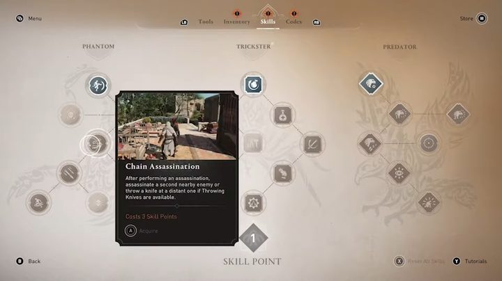 Basim's skill tree in Assassin's Creed Mirage.