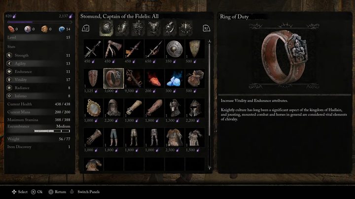 A description of a ring in Lords of the Fallen.