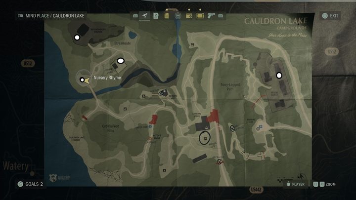 A map of cauldron lake in alan wake 2.