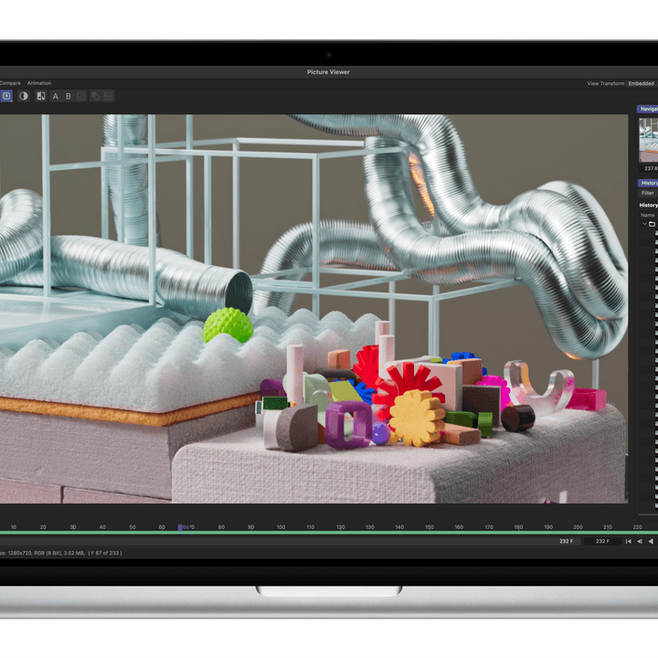Cinema4D running on a MacBook Pro.