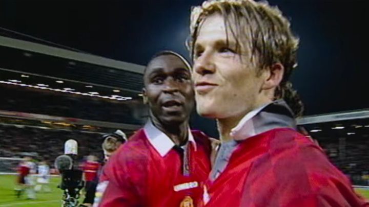 A young David Beckham on the field from Beckham.