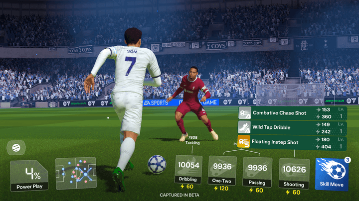 A soccer player kicks a ball in EA Sports FC Tactical.