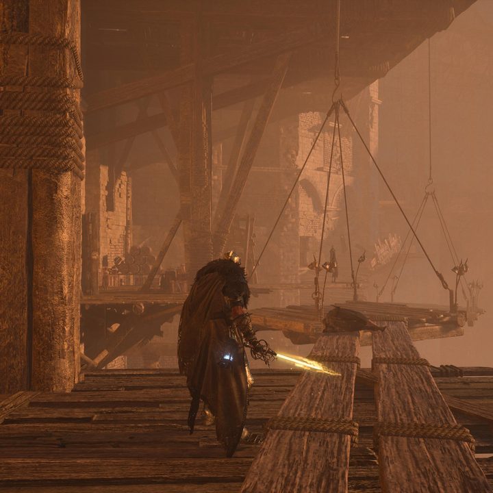 Pallets hanging from Pilgrim's Perch.
