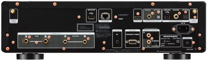 Marantz CD 50n networked CD player back panel.
