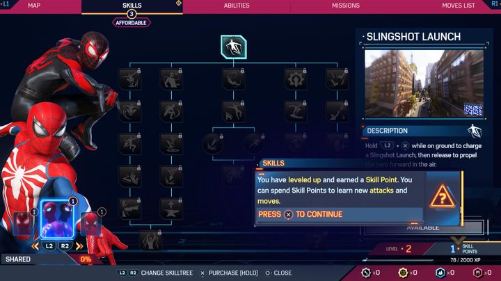The skill tree in spider-man 2.