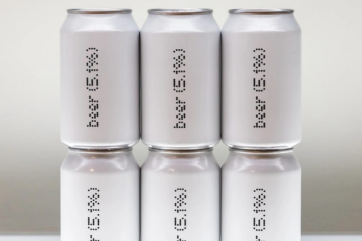 Nothing Beer cans stacked on top of each other.