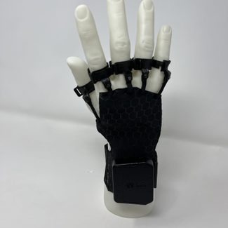 A model hand wearing a phantom sensory glove.