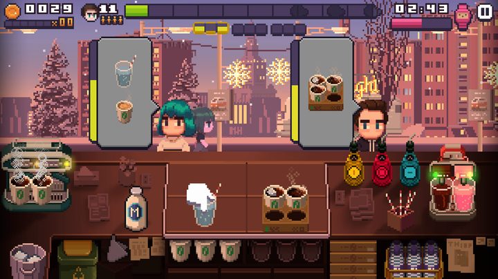 Cafe gameplay from Pixel Cafe