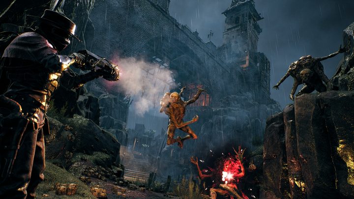 The player fights an enemy in Remnant 2's The Awakened King DLC.