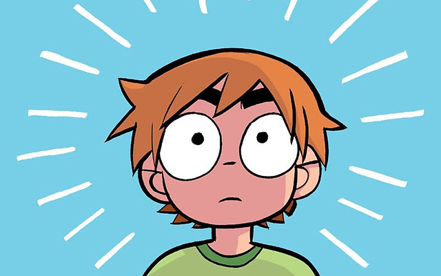 Scott Pilgrim with his eyes bugging out