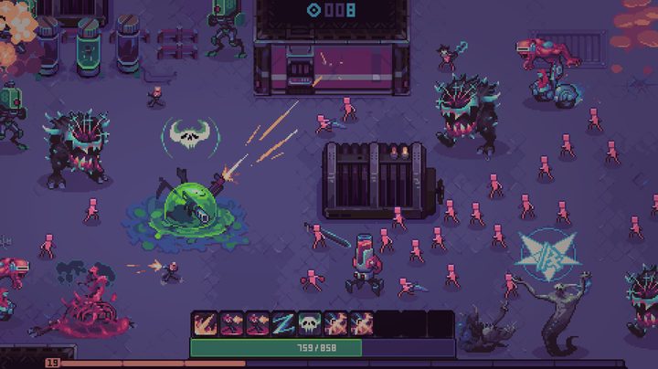 An intense battle in Slime 3K: Rise Against Despot.