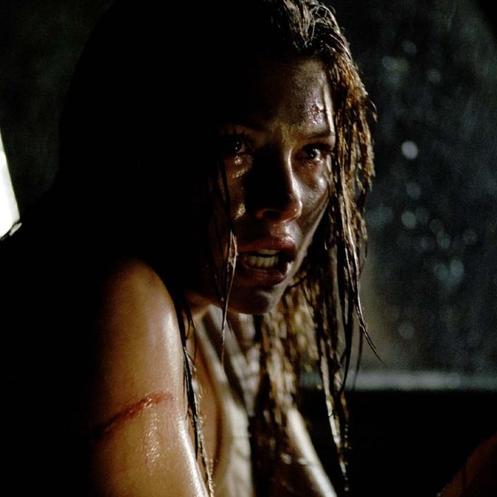 Jessica Biel looks terrified in a car.